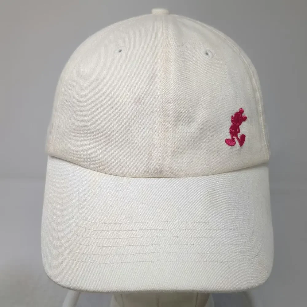 Disney Parks Baseball Cap White One Size Pink Mickey Mouse Strapback Hat